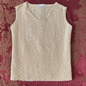 Jaipur Creamy Gold Textured Sleeveless Top